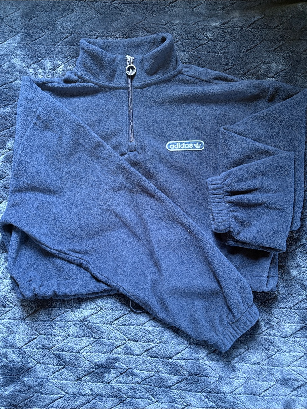 adidas Navy Quarter-Zip Fleece Pullover